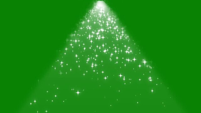 3D Shining christmas light effects with twinkling falling stars, christmas and new year motion background, bright tree star glow, white glitter flare, magical fairy dust, 4k holiday visuals animation