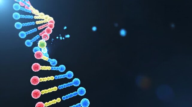 Abstract 3D DNA Helix Animation Showing Gene Therapy and Biotech Innovation with Virus Attack