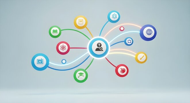 Personalized Learning Knowledge Network Educational 3D Illustration