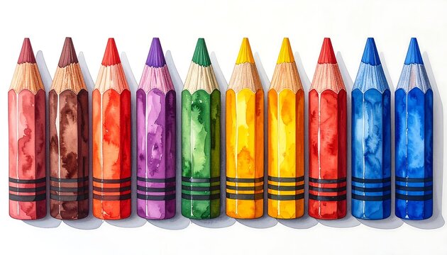 Row of colorful pencils