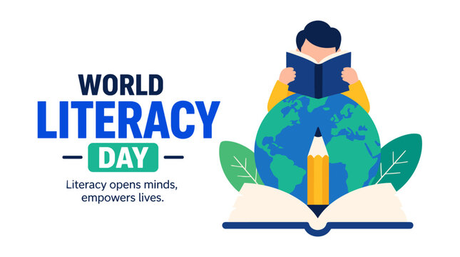 Person Reading Book Illustration for World Literacy Day.
