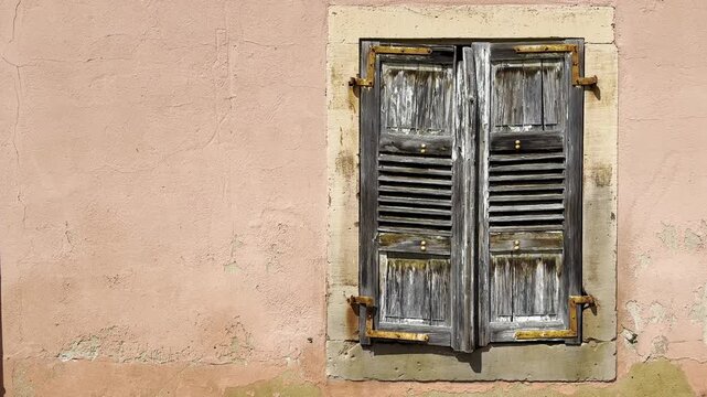 Old Wooden shutters create still life background plate