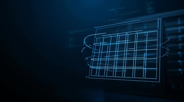 Glowing Holographic Data Visualization Displaying Complex Information