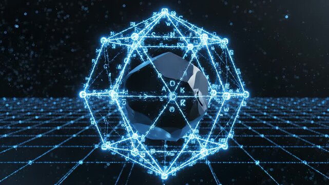 Exploding cube with glowing lines ideal for creative backgrounds and modern web design
