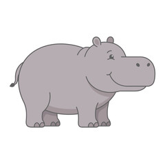 Fototapeta premium Friendly Cartoon Hippopotamus Character Standing for Educational Childrens Content Design