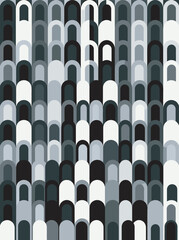 Obraz premium Minimalist Monochrome Geometric Pattern with Overlapping Vertical Rounded Arch Shapes