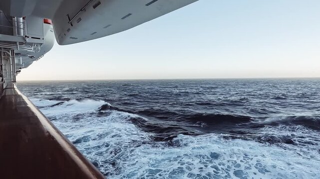 Sailing through endless shades of blue. Stunning ocean view from a cruise ship. 