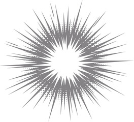 Fototapeta premium Dynamic grey starburst explosion with halftone dots
