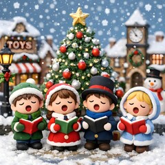 Fototapeta premium santa claus and snowman