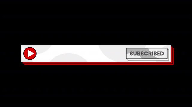 YouTube subscribe button, red play icon, white and red video banner, subscribed button, social media icon