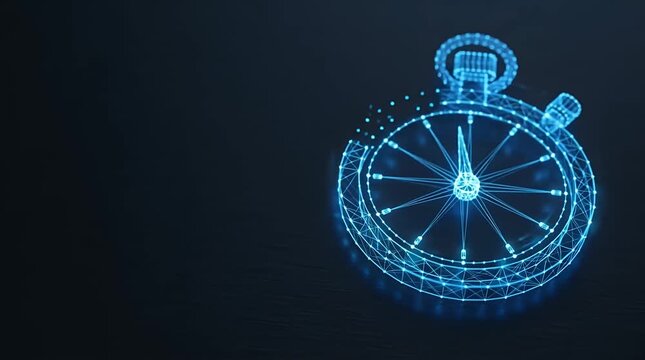 Futuristic Holographic Stopwatch Displaying Time Measurement Technology