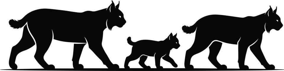 Lynx and Bobcat Wild Cat Family Silhouette Vector for Wildlife Conservation Logos, Nature Graphics, and Adventure Branding © MdAbusufian