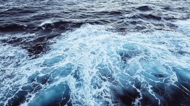 Sailing through endless shades of blue. Stunning ocean view from a cruise ship. Nothing but deep blue waters