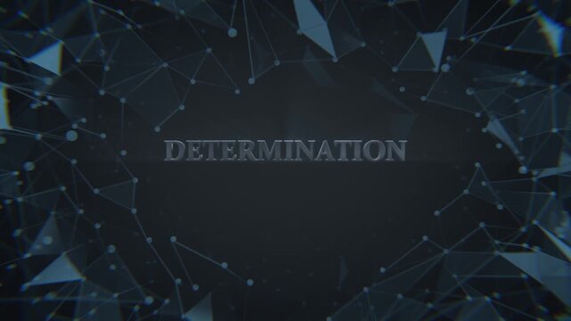 Determination typography text intro title futuristic technology network background with motivational metallic and blue lens flare