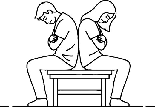 Couple sitting back to back showing disagreement or conflict.