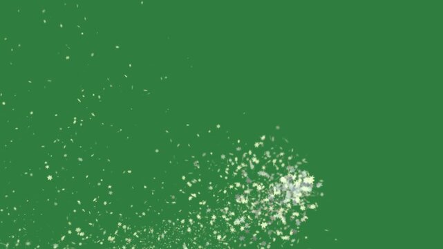 A green screen with white background and some spots on it splash of water snow falling from the top blue stars down paint splashs animated chromakey background illustration creative