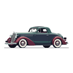 Obraz premium Classic Car Illustration - Vintage Automobile Side View