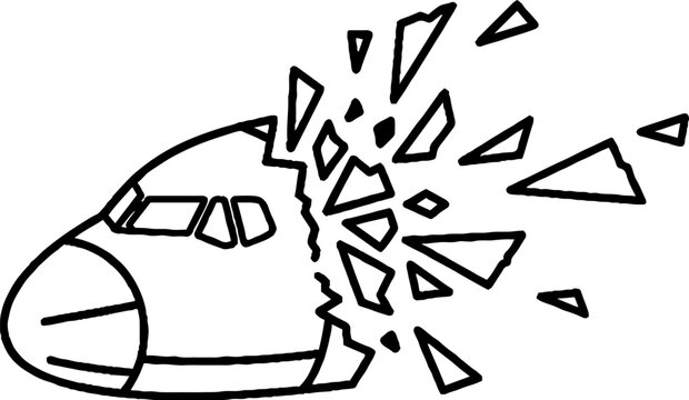 Illustration of shattered airplane cockpit window breaking apart.