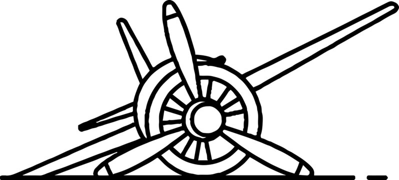 Black and white vintage airplane propeller illustration design.