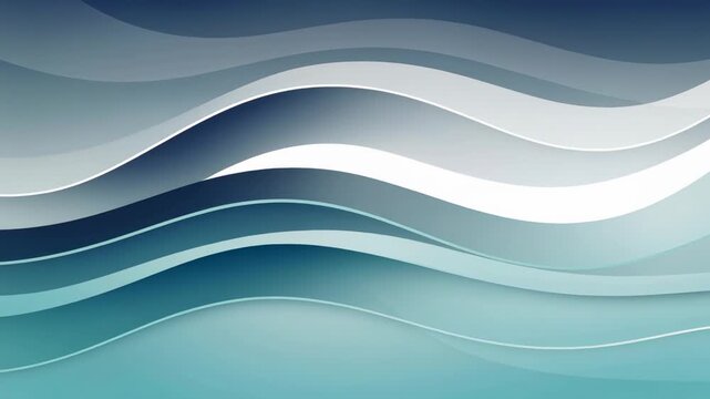 Abstract blue and white flowing wave shapes with smooth layered gradient background