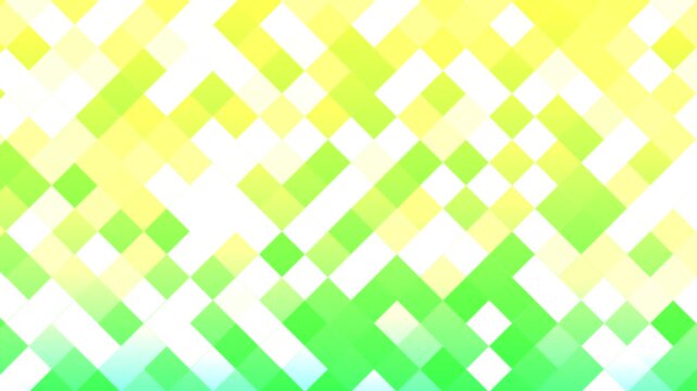 Abstract martini gradient animation featuring flickering square tile elements that shift and blink across a soft yellow, lime green, and pale gray background.