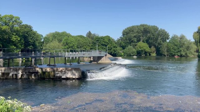 The weir on The River Thames at Pangbourne in West Berkshire, UK