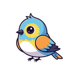 Fototapeta premium Cute Cartoon Bird Illustration, Delightful Color Palette