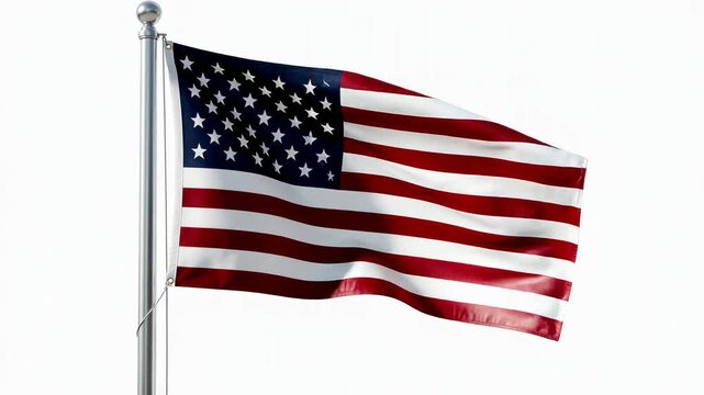 American flag waving on a pole with stars and stripes symbolizing patriotism and national pride