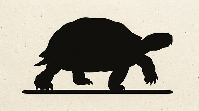 Hand drawn turtle silhouette side view on transparent background high quality professional