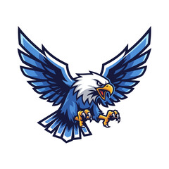 Fototapeta premium Soaring Eagle Mascot Illustration, Vector, Isolated on White, Freedom
