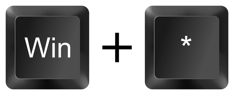 win Asterix computer keyboard shortcut key button 3d icon symbol sign isolated on white background