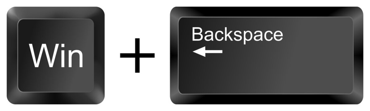 win backspace computer keyboard shortcut key button 3d icon symbol sign isolated on white background