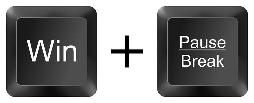 win pause break computer keyboard shortcut key button 3d icon symbol sign isolated on white background
