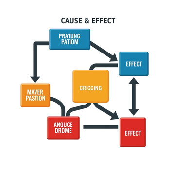 Cause and Effect, flowchart diagram, business process, infographic elements, vector illustration