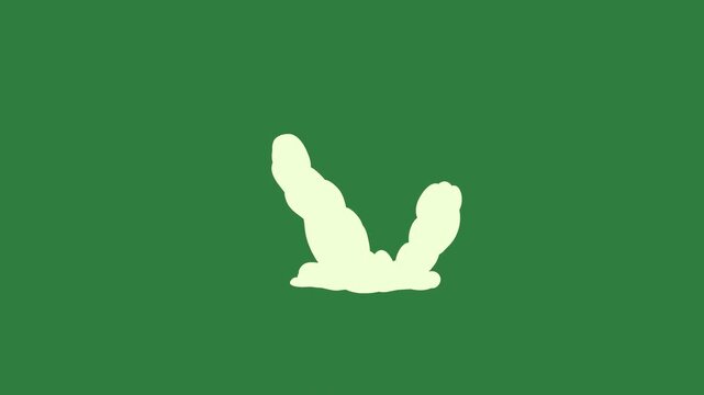 A green screen with white background and rabbit on cloud dots it cat sitting top of dove animated chromakey background movement style emotion expression cartoonish gesture motion elements