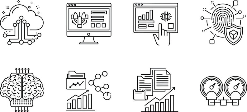 Business analytics graphs appear on computer screen
