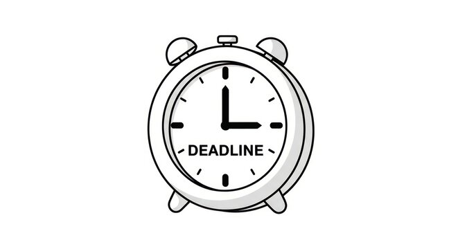 Alarm clock icon with deadline text on face