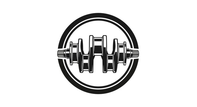 Crankschaft im Kreis Logo, Vektor Illustration, Mechanik und Technik Symbol