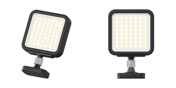 3D illustration of a square LED video light panel for photography