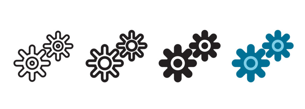 Digital twin gear icon representing smart factory automation, internet of things simulation, fourth revolution technology, virtual replica processing, cyber physical systems, machinery optimization.