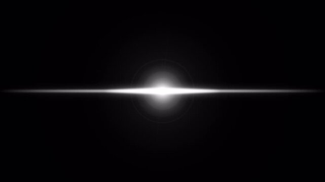 vintage Television turn off effect VFX Motion Graphics  as a bright white horizontal light beam lens flare. perfect for cinematic and technology related projects. Alpha Channel Video 4K