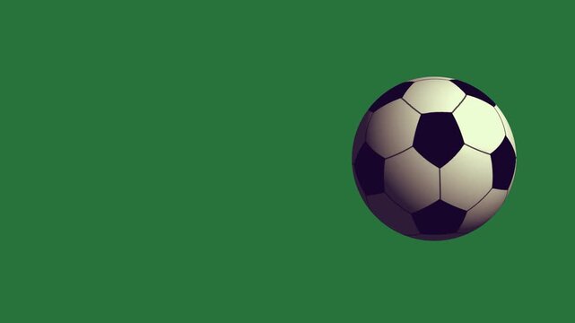 A green background with white border and soccer ball on screen flying through the air green screen animated chromakey background creative colorful composition illustration scene frame
