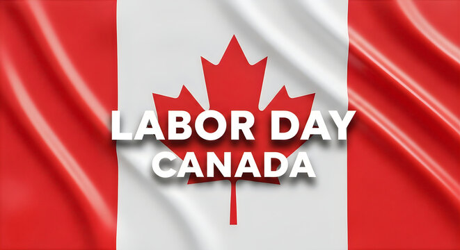 Labor day canada celebration with maple leaf flag