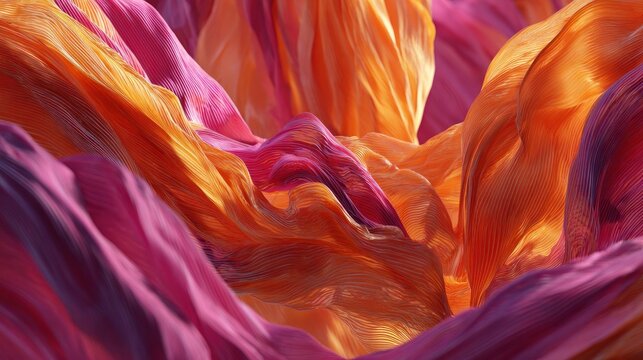 Vibrant folds of layered fabric create an abstract background with warm hues.