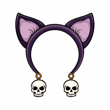 Cat Ear Headband with Skull Charms