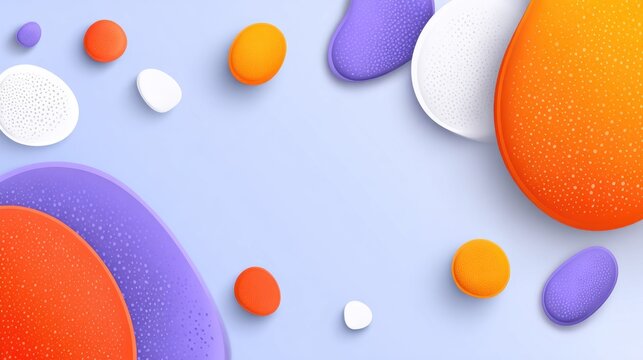 Vibrant three dimensional organic shapes float above a soft pastel background