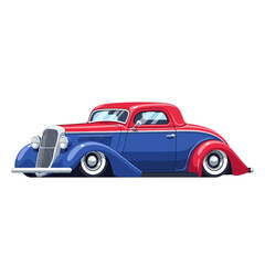 Fototapeta premium Classic Car Illustration - Red and Blue Hot Rod Design