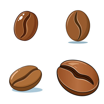 Set of stylized coffee beans with a warm brown hue and visible cleft