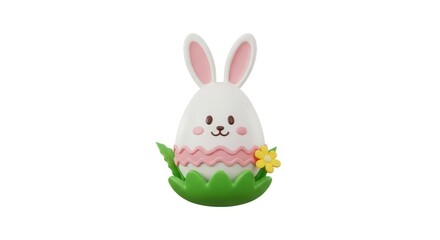 Obraz premium Cute 3d easter bunny egg in grass