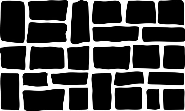 Black hand drawn doodle frame shapes set organic wavy rectangle border text box square quote bubble sticker element silhouette collection